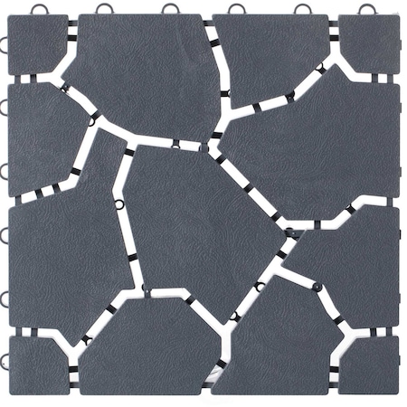 Gardenised Gray Garden Path Track Interlocking Stone Look Design Pathway Tile Floor Paver, PK 4 QI004108.4